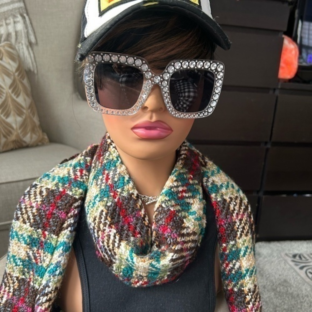 ✨NWT Rhinestone clear oversized statement sunglasses 🕶️ sunshades - Picture 6 of 12